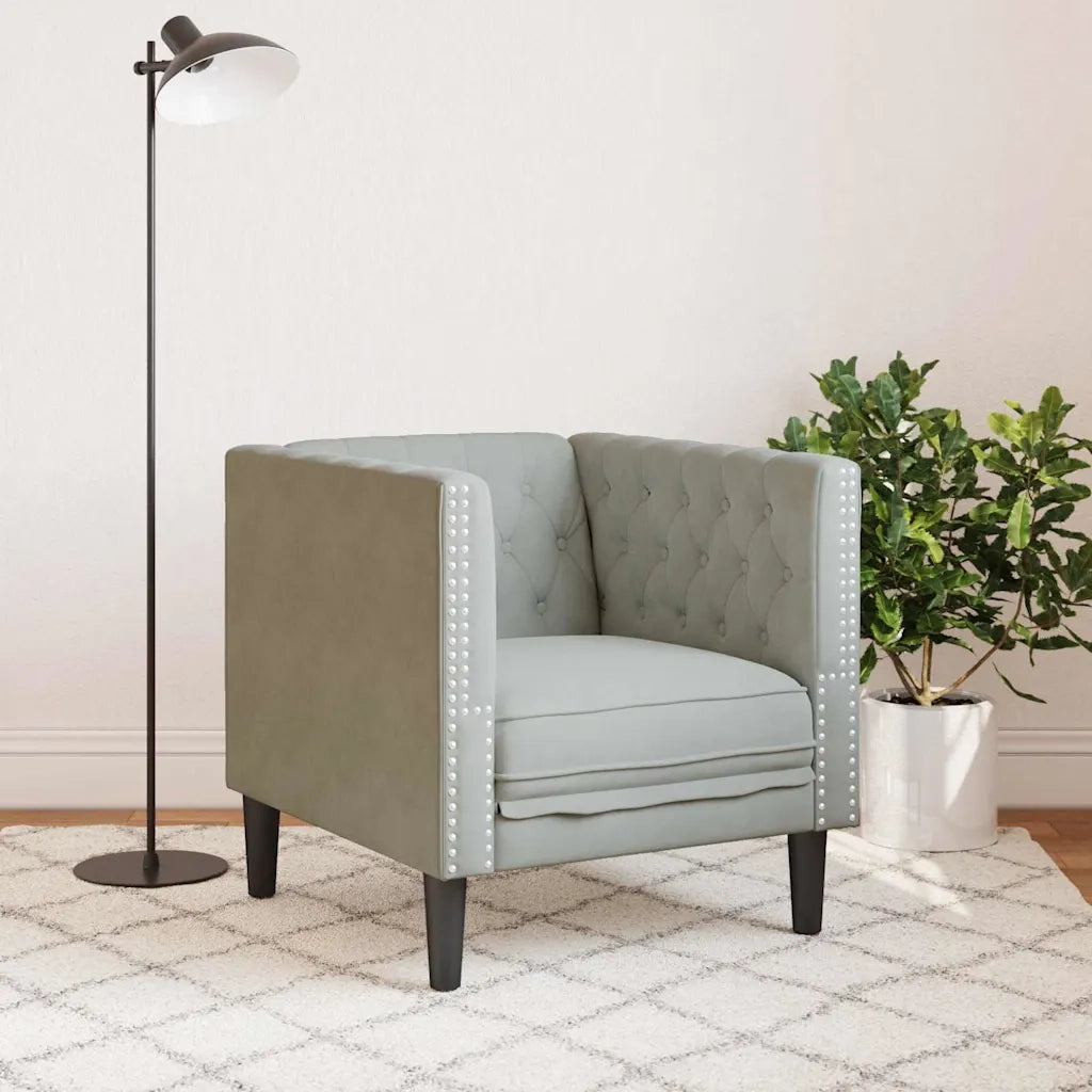 Divano Grigio chiaro 74,5 x 71 x 70,5 cm Velluto