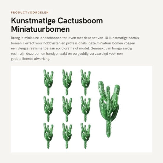 Collezione di Cactus artificiali - Miniatuurboschi - Dettagliati e Realistici - Set da 10 - Ideali per progetti di paesaggio - Decorativi e Creativi