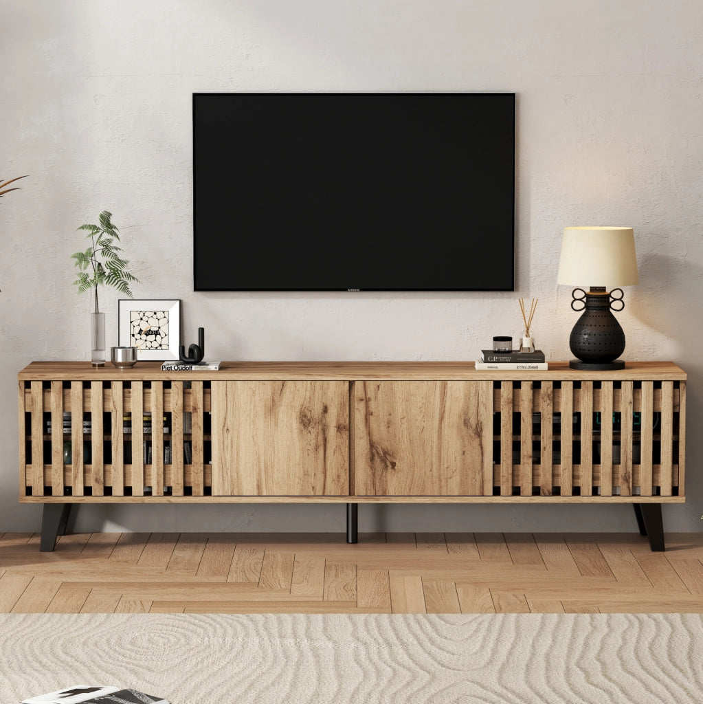 Mobile TV e madia in effetto legno naturale; 180x40x55 cm e 150x40x95 cm; colore naturale