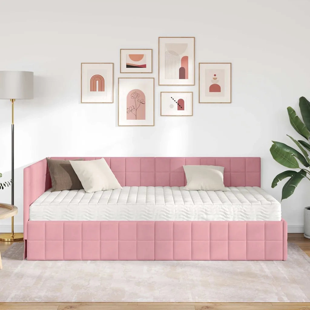 Struttura Letto Angolare con Materasso 2 pcs Grigio Velluto