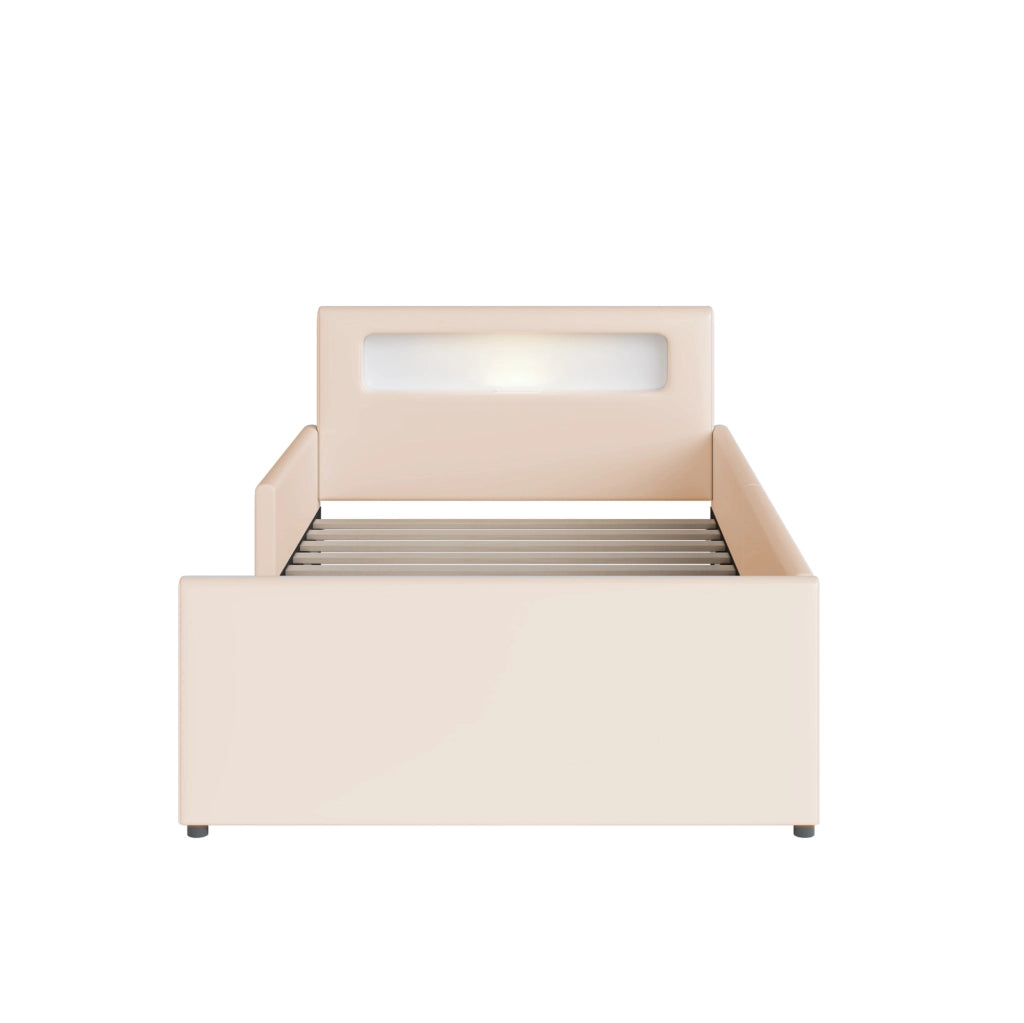 Letto imbottito per bambini 90x200 cm con luce notturna, USB e cassetti