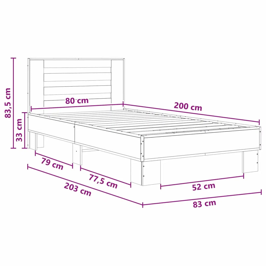 Struttura letto con testata Legno antico 80 x 200 cm 8009103