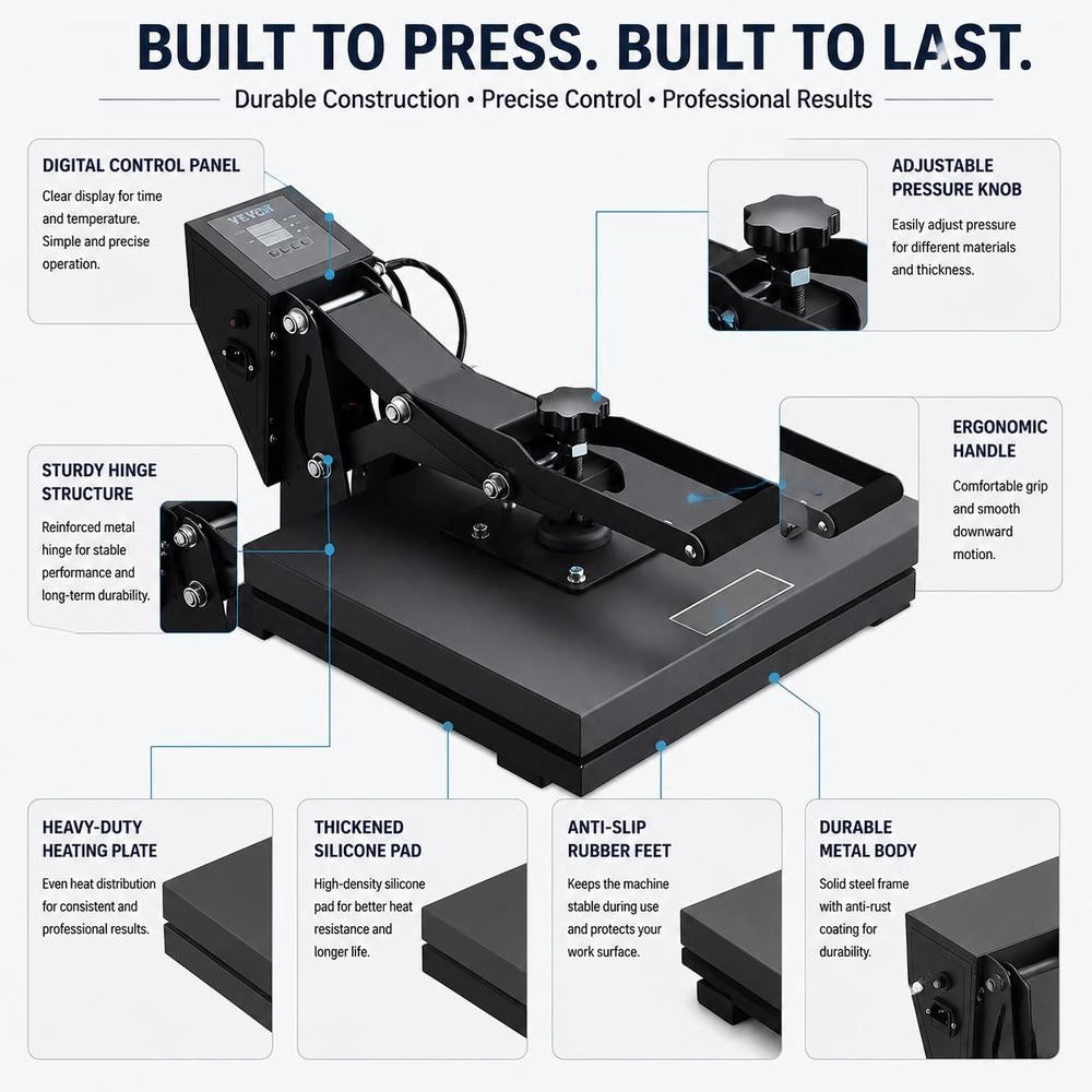 Heat Press Machine 38x38 Cm Sublimation Printer Transfer DIY T-shirt