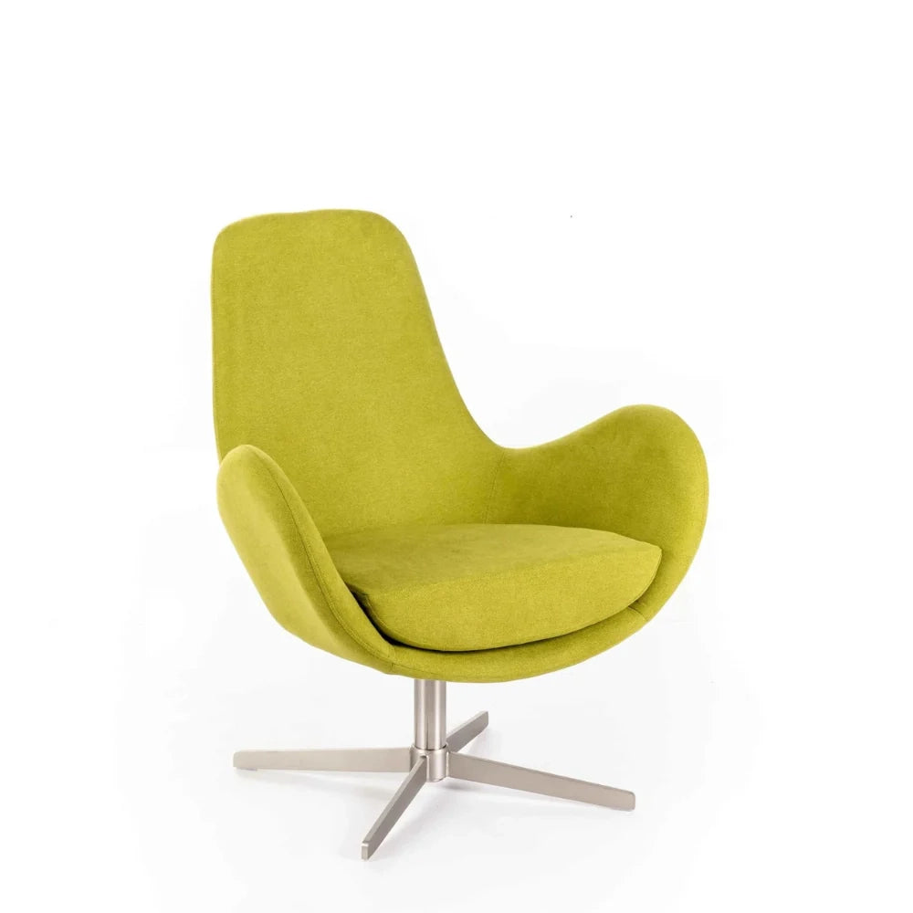 Poltrona girevole 360° in tessuto con braccioli Sakura giallo | Duzzle