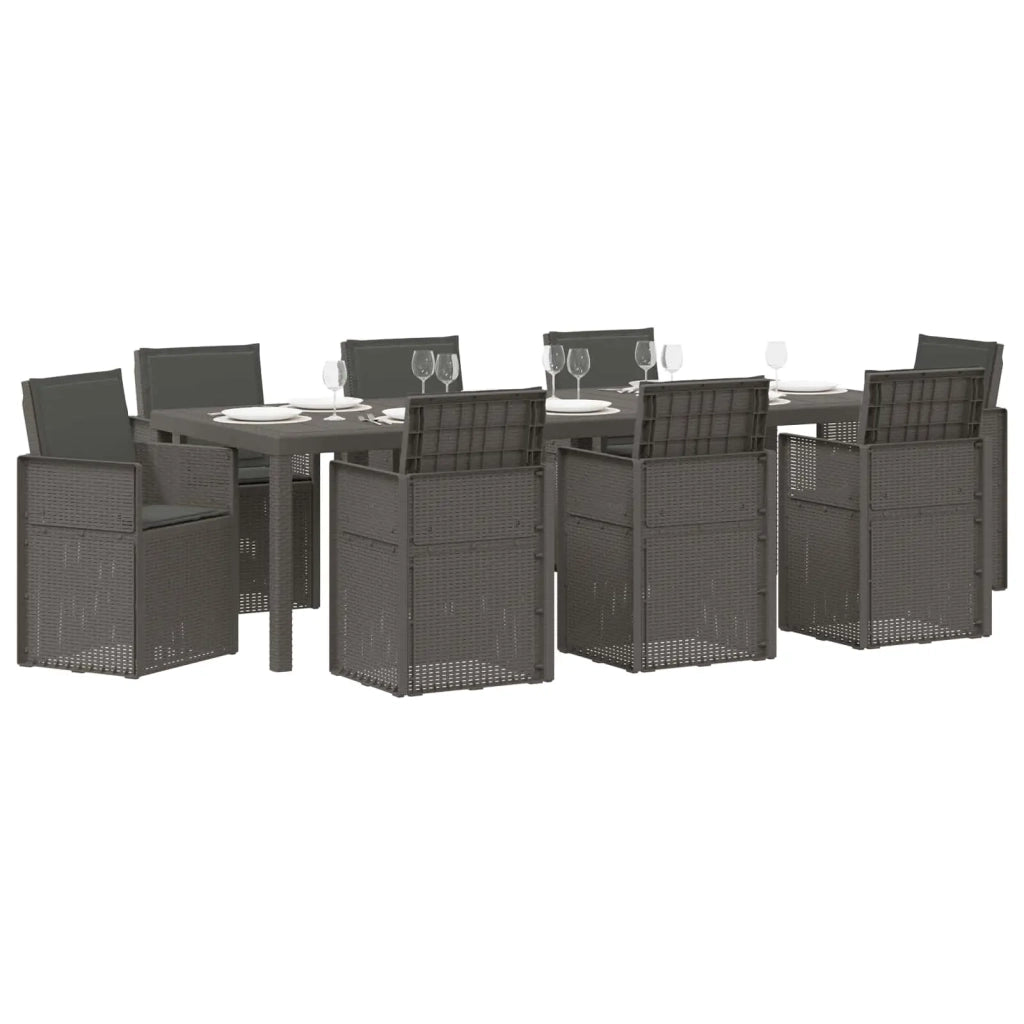 Set da Pranzo per Giardino 9 pcs Grigio chiaro e Antracite PP 3430100
