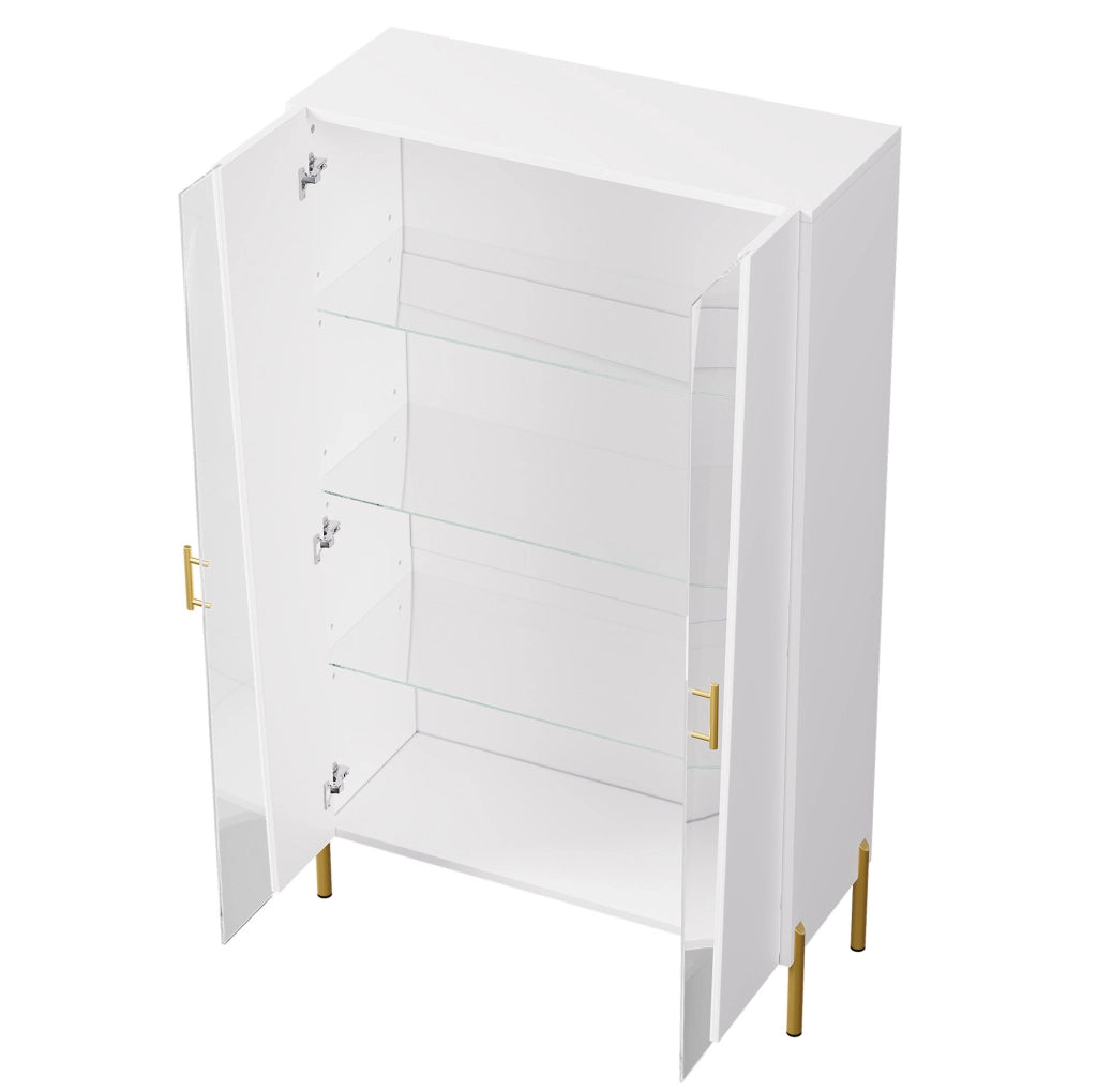 Vetrina bianca 72x40x145 cm con LED multicolore; 3 ripiani in vetro regolabili e MDF