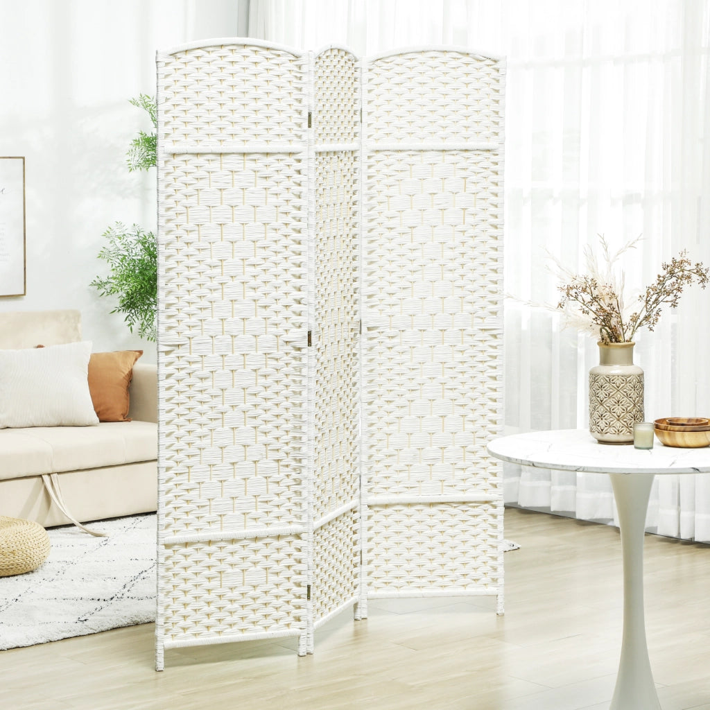 Paravento separatore 3 pannelli pieghevole ¨C Xylo ¨C legno bianco 135x180 cm