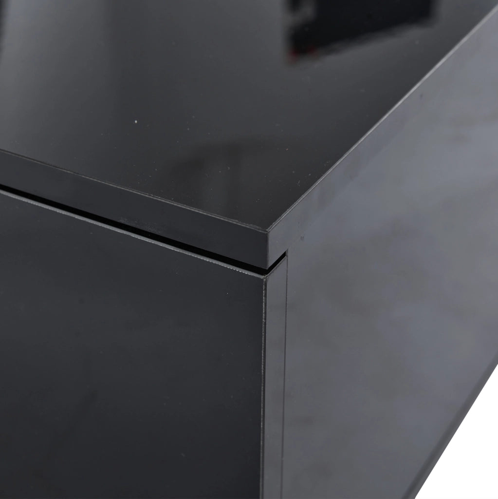 Tavolino da caff¨¨ LED 100x50x35 cm con 2 cassetti in MDF e acrilico nero