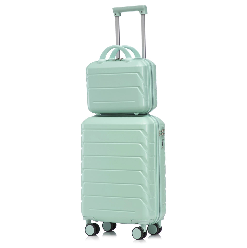 Set 2 valigie rigide 35,5x20,5x55 cm in ABS verde menta, per weekend salvaspazio