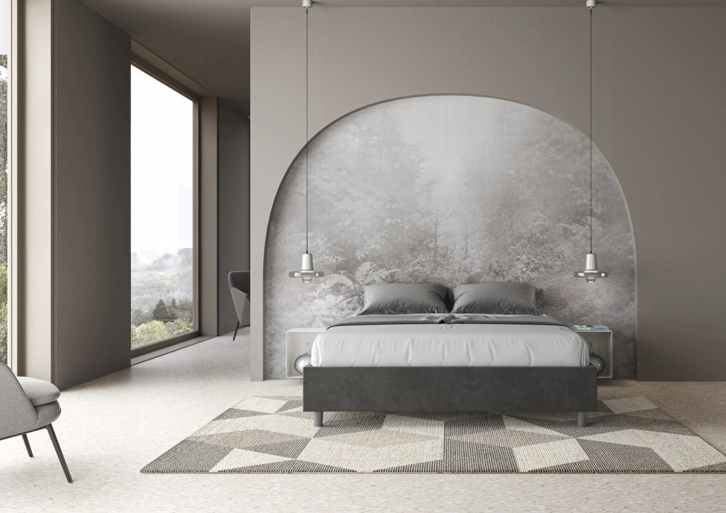 Letto Matrimoniale Large Sommier 170x210 cm con Rete Azelia Grigio