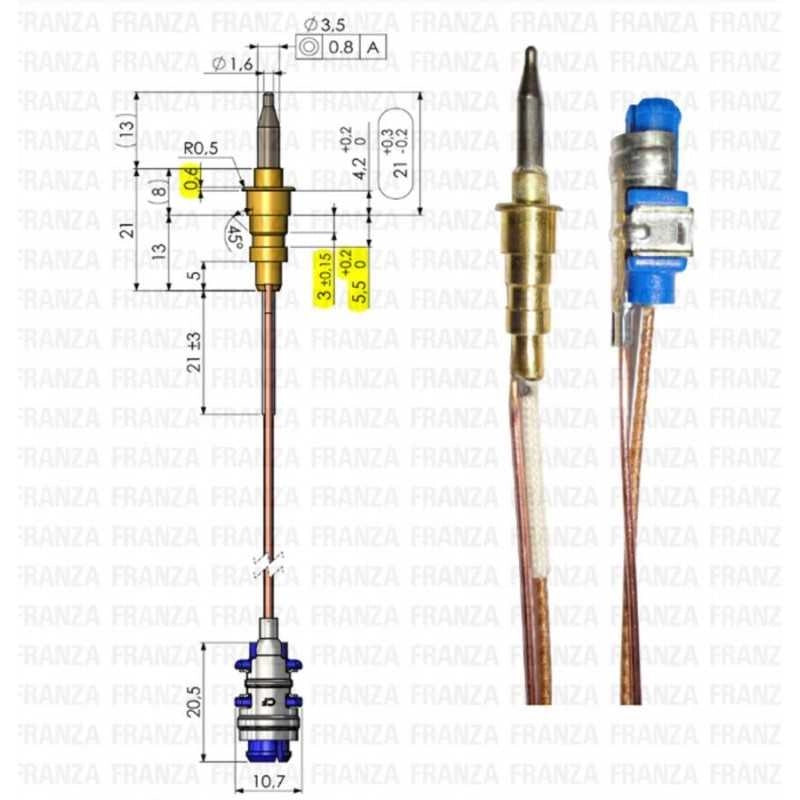 TERMOCOPPIA SICURGAS ATTACCO JACK ELECTROLUX REX PIANO COTTURA 75cm Originale - Electrolux Rex Aeg Zoppas
