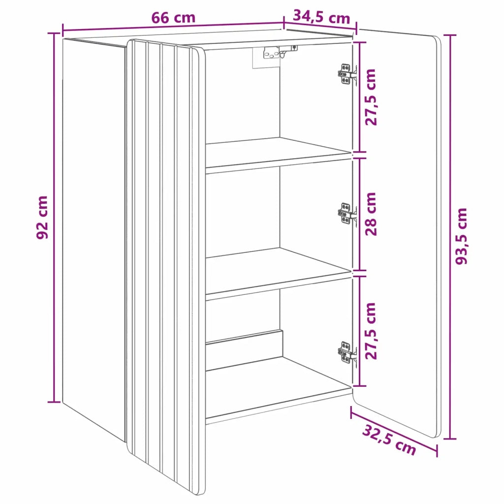 Armadietto a Muro | Mobiletto a muro Bianco Lucido 66 x 34,5 x 92 cm