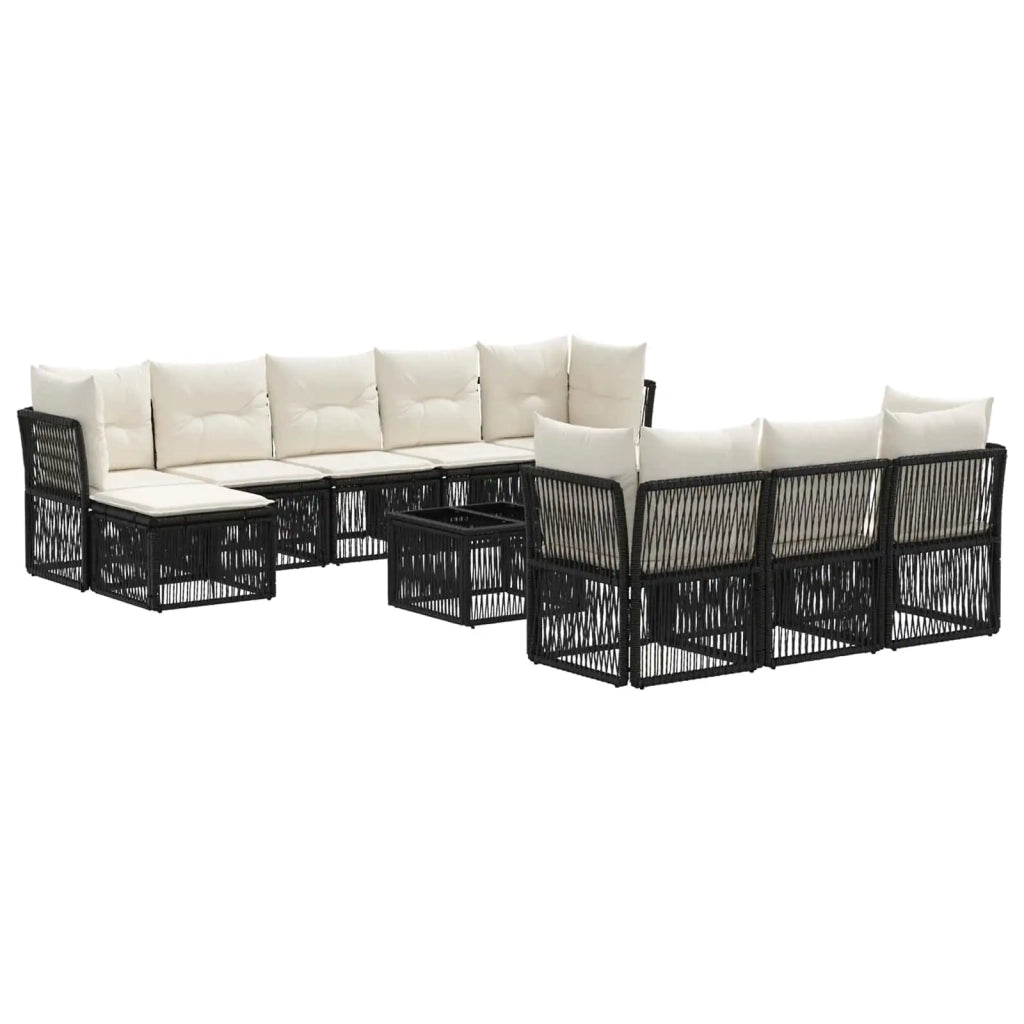Set Divano da Giardino 11 pz Nero polyrattan 3434371