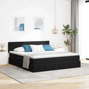 Letto con contenitore e LED con led Nero 180 x 200 cm Velluto