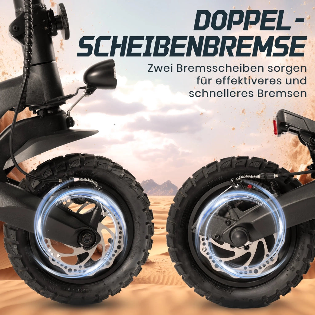Monopattino Elettrico 10" Pieghevole, 500W 48V 720Wh, 20 km/h, Autonomia 80km, Omologato ABE. Doppia Sospensione, Freni a Disco, Pneumatici Off-Road, Frecce