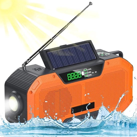 Radio Solare Portatile con Batteria Ricaricabile, Schermo LCD e Funzione SOS