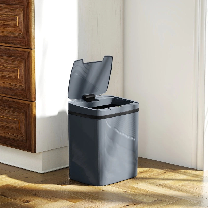 Pattumiera automatica 15 l con sensore e apertura manuale grigia per cucina bagno e camera 27.6 × 21.4 × 33.5 cm