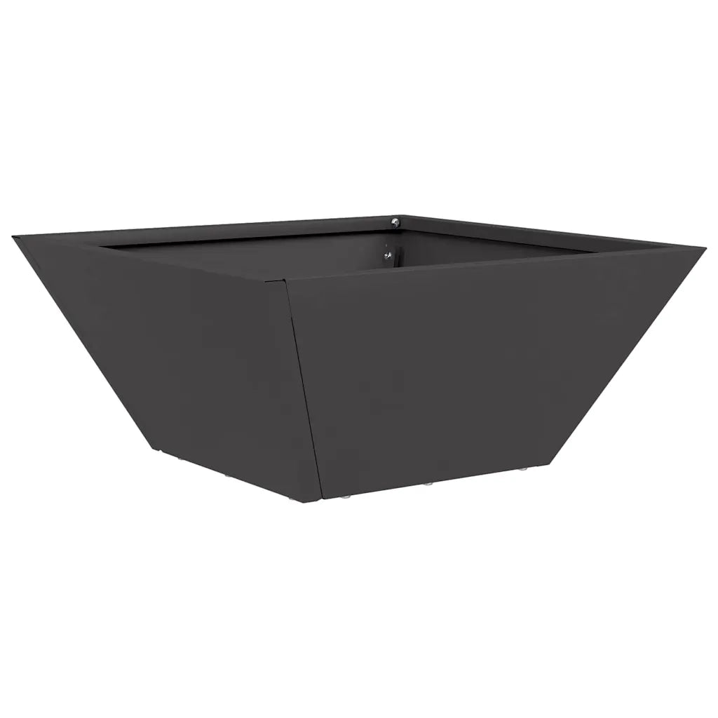 Set di 5 fioriere da giardino trapezoidali moderne 35 x 35 x 15 cm in acciaio nero 02_0052355