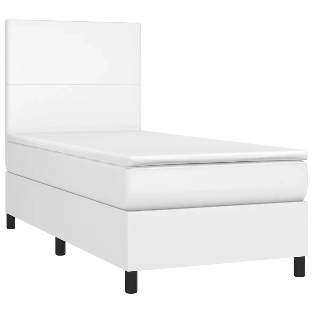 Giroletto Molle con Materasso e LED-Struttura Letto Bianco 80x200 cm Similpelle 658934