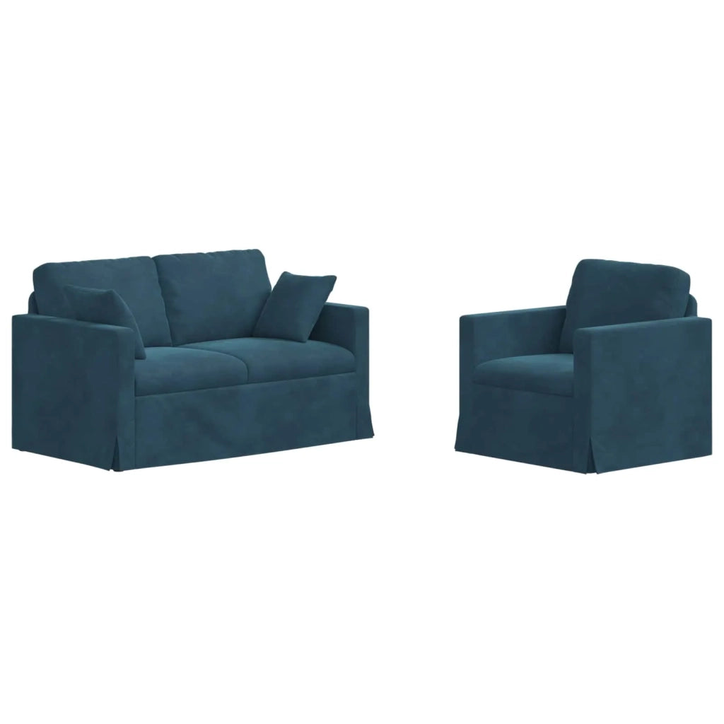 Set di divani 2 pcs Blu 138 x 78 x 80 cm Velluto