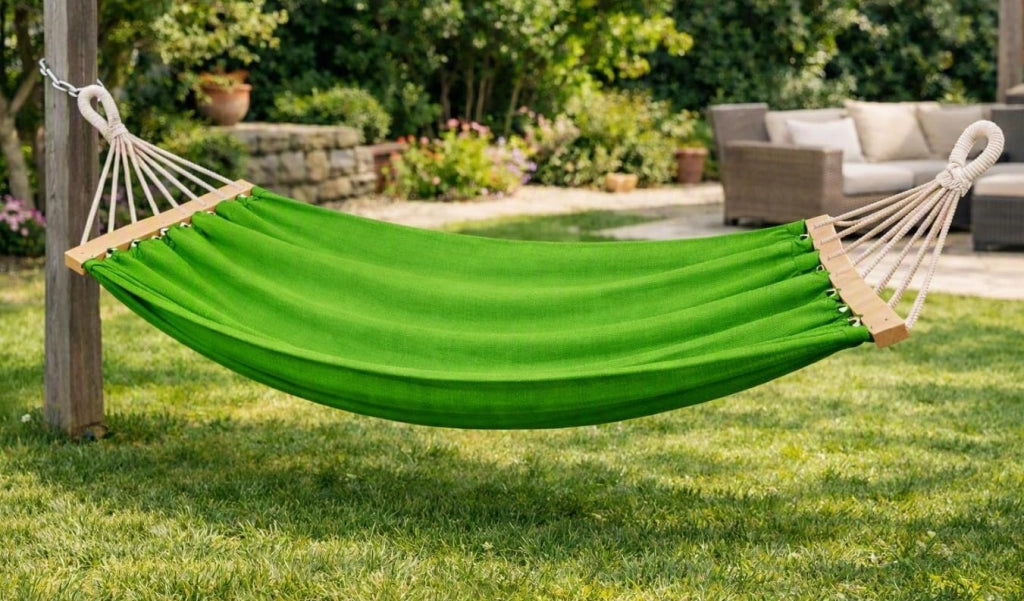 Amaca 2 x 1 m in Cotone e Poliestere Verde Resistente e Confortevole