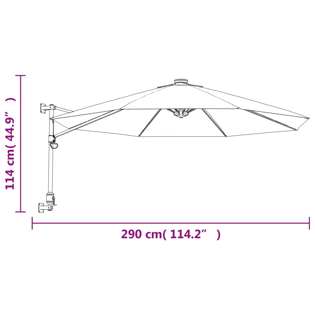 Ombrellone a Parete Giallo 290 cm 362892