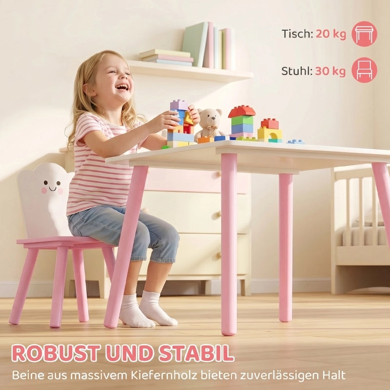 Set Tavolo e 2 Sedie per Bambini ¨C Minimal ¨C Rosa e Bianco