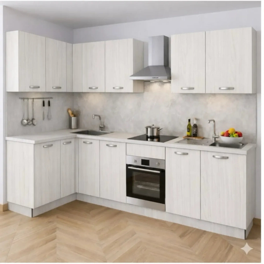 Base da lavello da incasso con Le Seguenti Misure l=90 cm p=55,5 cm h=72 cm Colore Larice Bianco con spedizione in Kit senza Ante