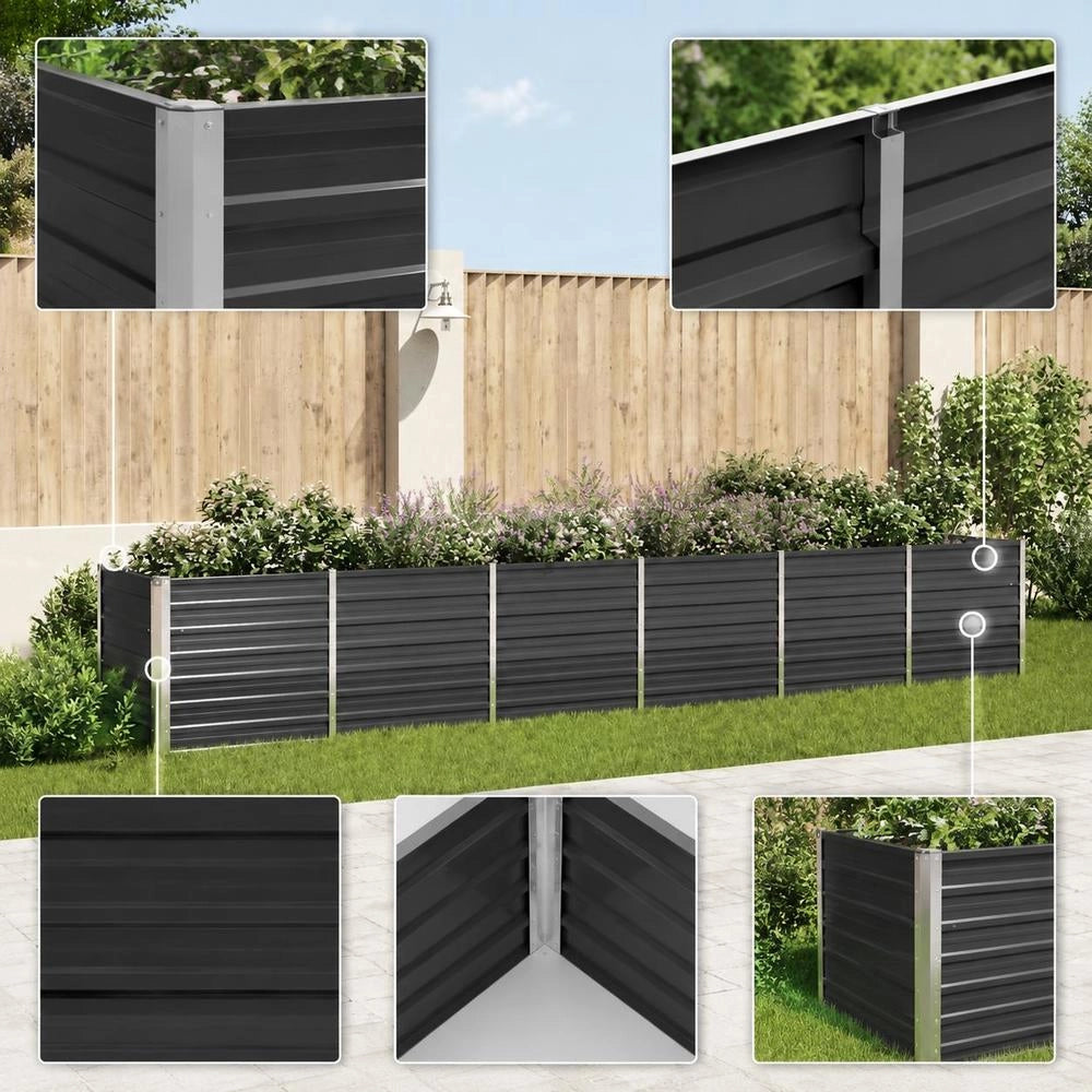 Garden Raised Bed Galvanized Steel 480x80x77 Cm Anthracite