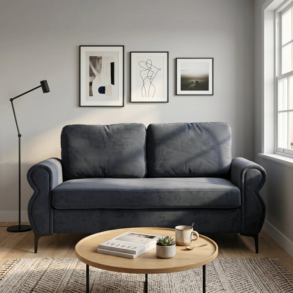 Divano compatto 173;5 cm grigio scuro con molle insacchettate e piedini