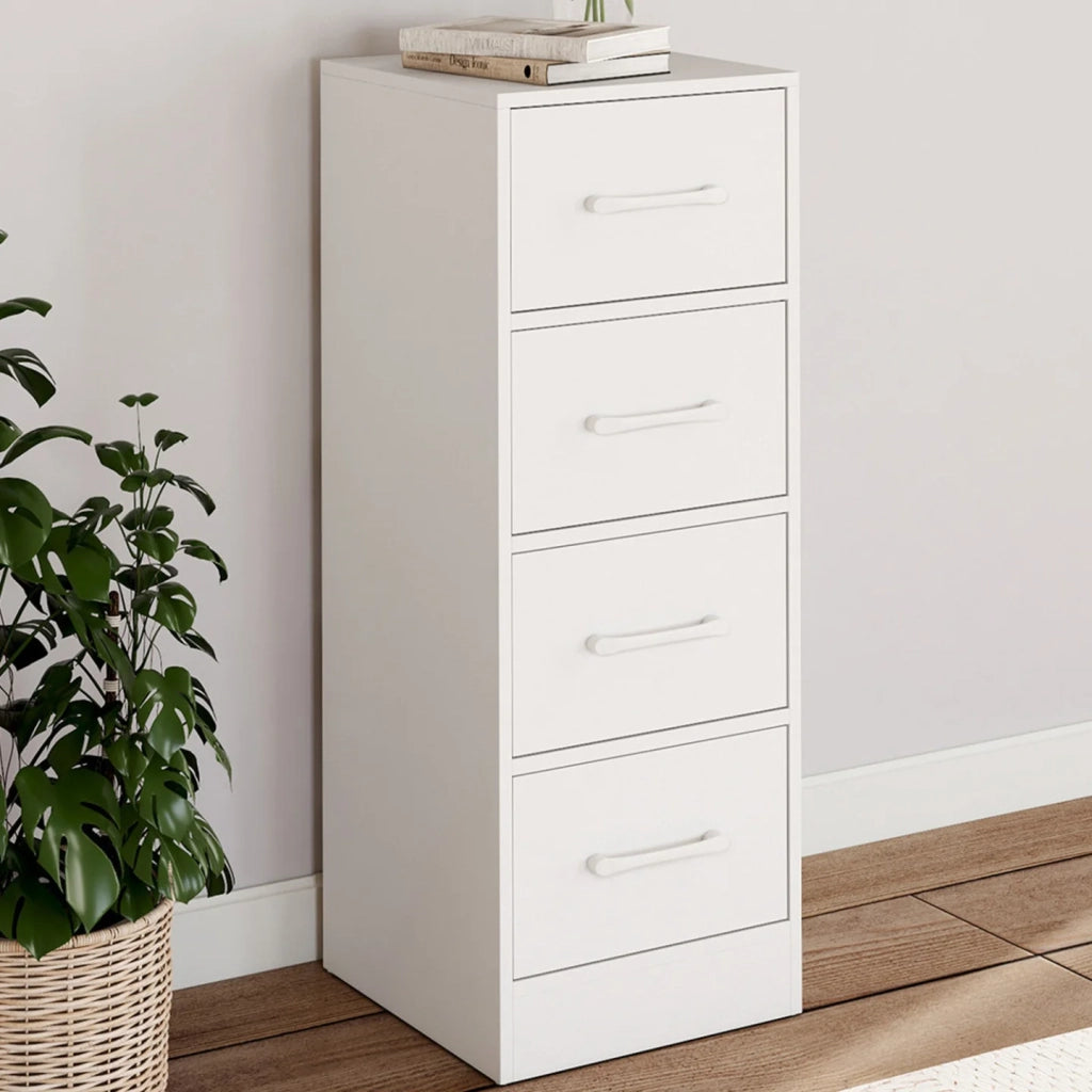 IDMarket - Mobile a 4 cassetti UPPAH 30 cm chiffonier, contenitore in legno bianco