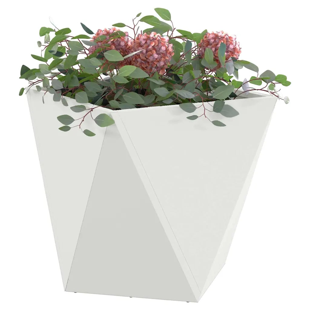 Fioriera 2 pcs Bianco 50 x 50 x 50 cm Acciaio 883839