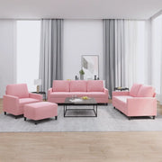 Set di Divani 4 pz con Cuscini rosa in Velluto