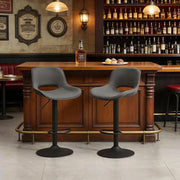 SGABELLO Bar girevole regolabile in lino grigio e metallo Set da 2 pezzi