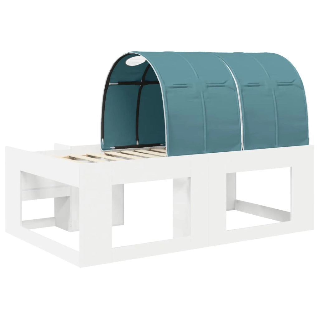 Letto singolo | Letto per adulti | Letto con Tunnel 3 pcs Bianco e azzurro Legno ingegnerizzato
