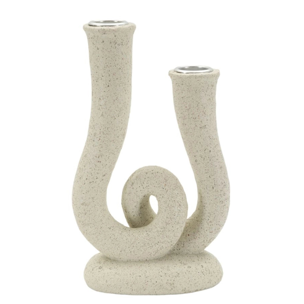 Portacandela VKH746, Beige, Poliresina, 12x7x20 cm