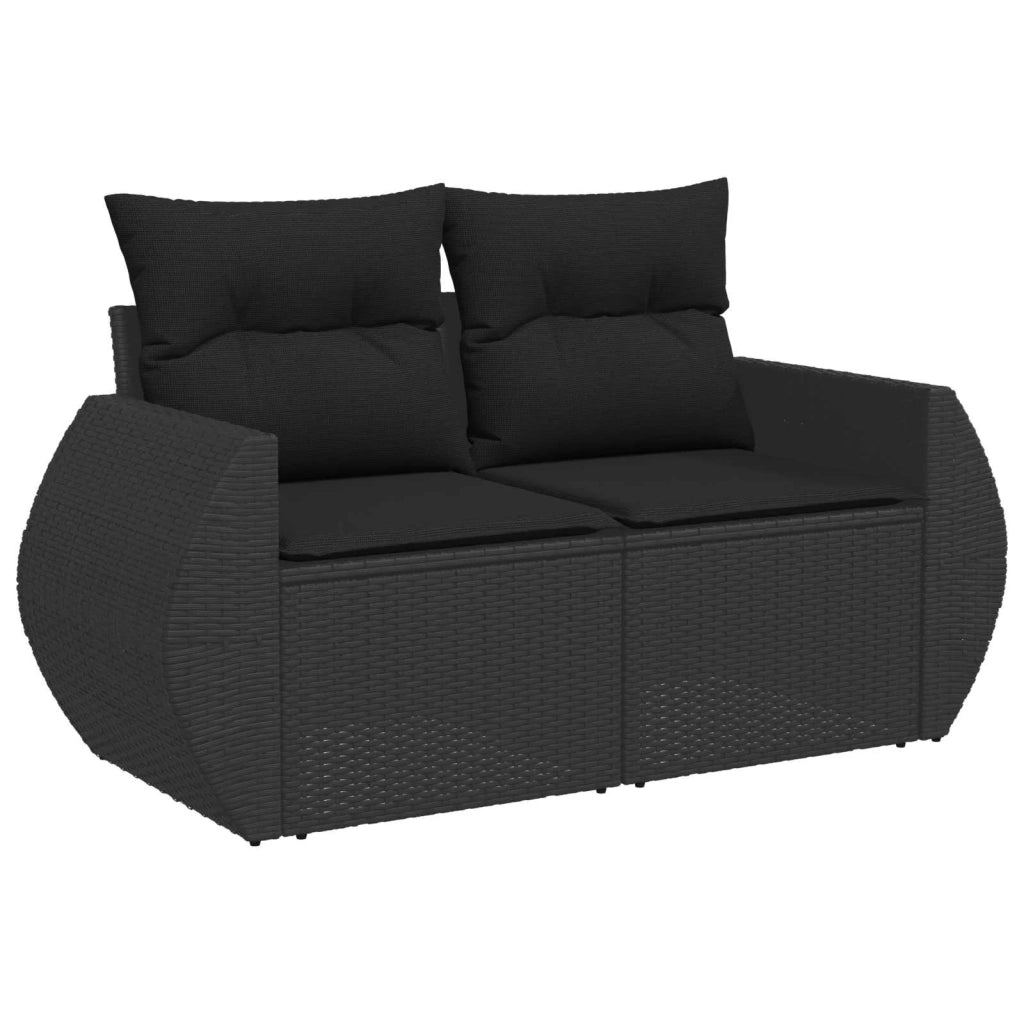 Set Divano da Giardino 9 pcs Nero Rattan in Polipropilene