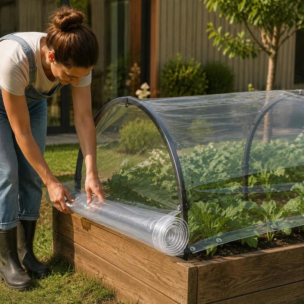 Telo trasparente con occhielli, 2x8 m, in PVC, durevole e versatile, ideale per coperture esterne, giardino e balcone