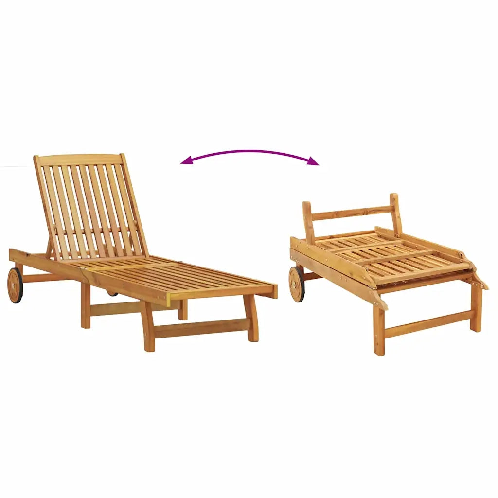 2 pz Lettino Prendisole | Sdraio da giardino | Lettino da sole Marrone Legno di Acacia Massello
