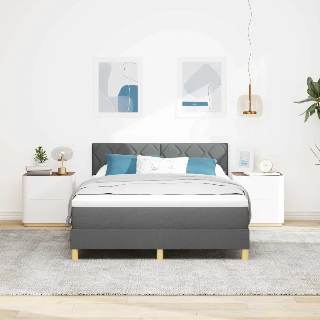 Letto a Sorgente LED con led Grigio scuro 160 x 200 cm Tessuto