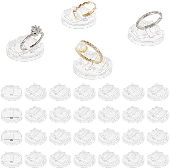 Display perle per anello in vetro trasparente, 30 pezzi