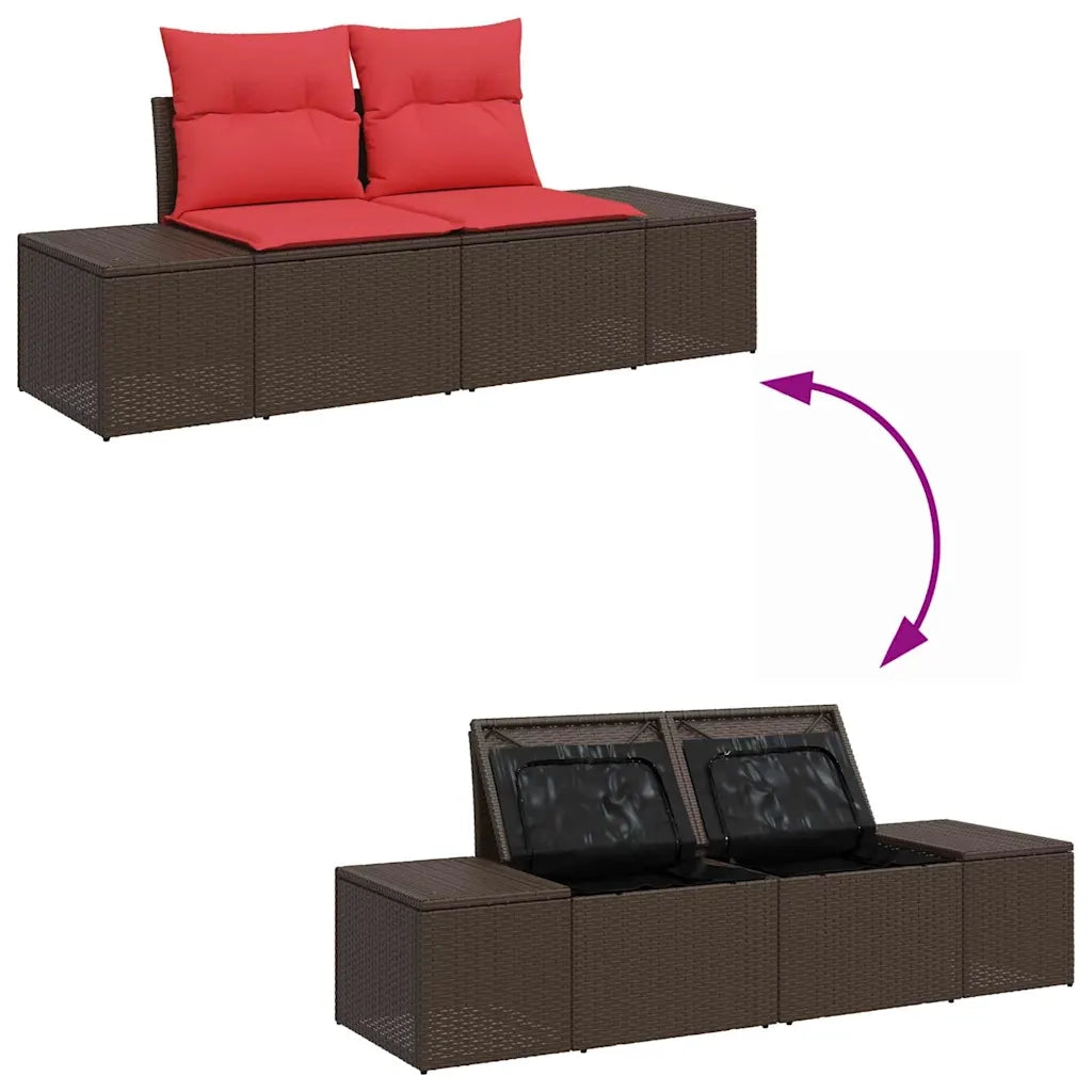 Set Divano da Giardino Marrone e Rosso polyrattan 3355743