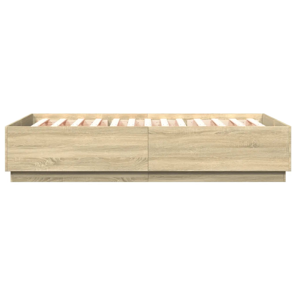 Giroletto Luci LED-Struttura Letto con LED Rovere Sonoma 120x200 cm Legno Multistrato 204114