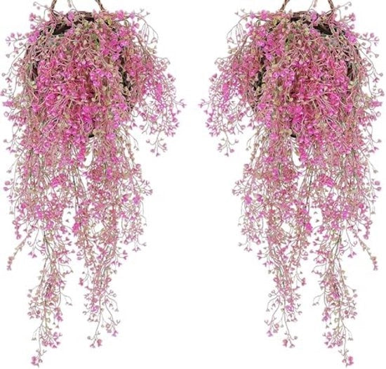 Set di Fioretti Pendenti da 2 - Fiori Artificiali in Rosa per Interno e Esterno