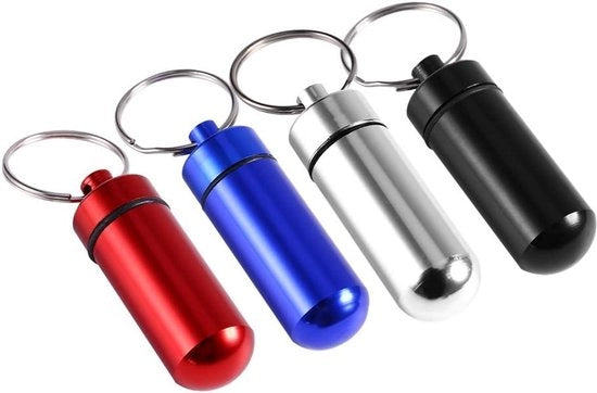 Cassetta per Pil Mini Blu in Alluminio - Impermeabile - Chiave a Sostegno - Cassetta per Tablet - Grande Capacità - Utilizzo Domestico - Organizzatore per le Pilloline Giornaliere e Settimanali.
