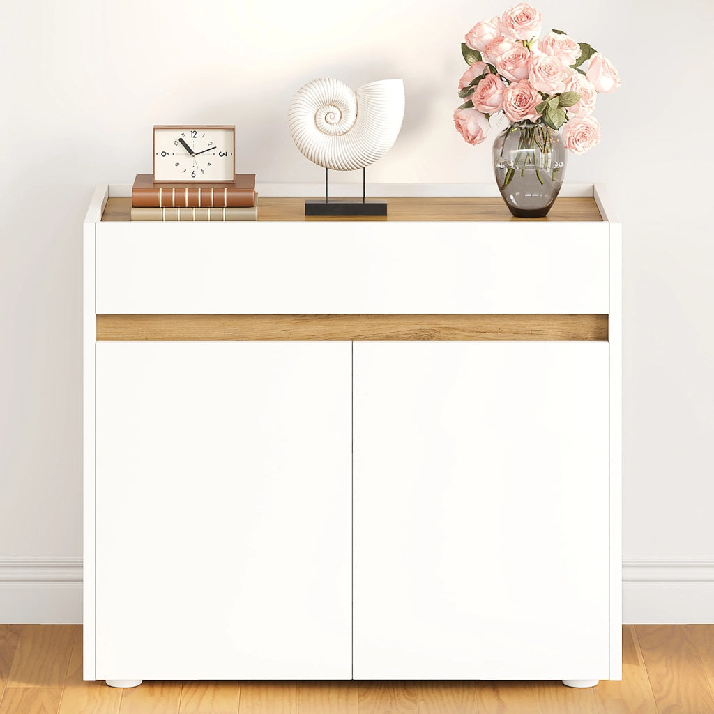Mobile contenitore multiuso con ripiani regolabili 80x40x70 cm; bianco in truciolare
