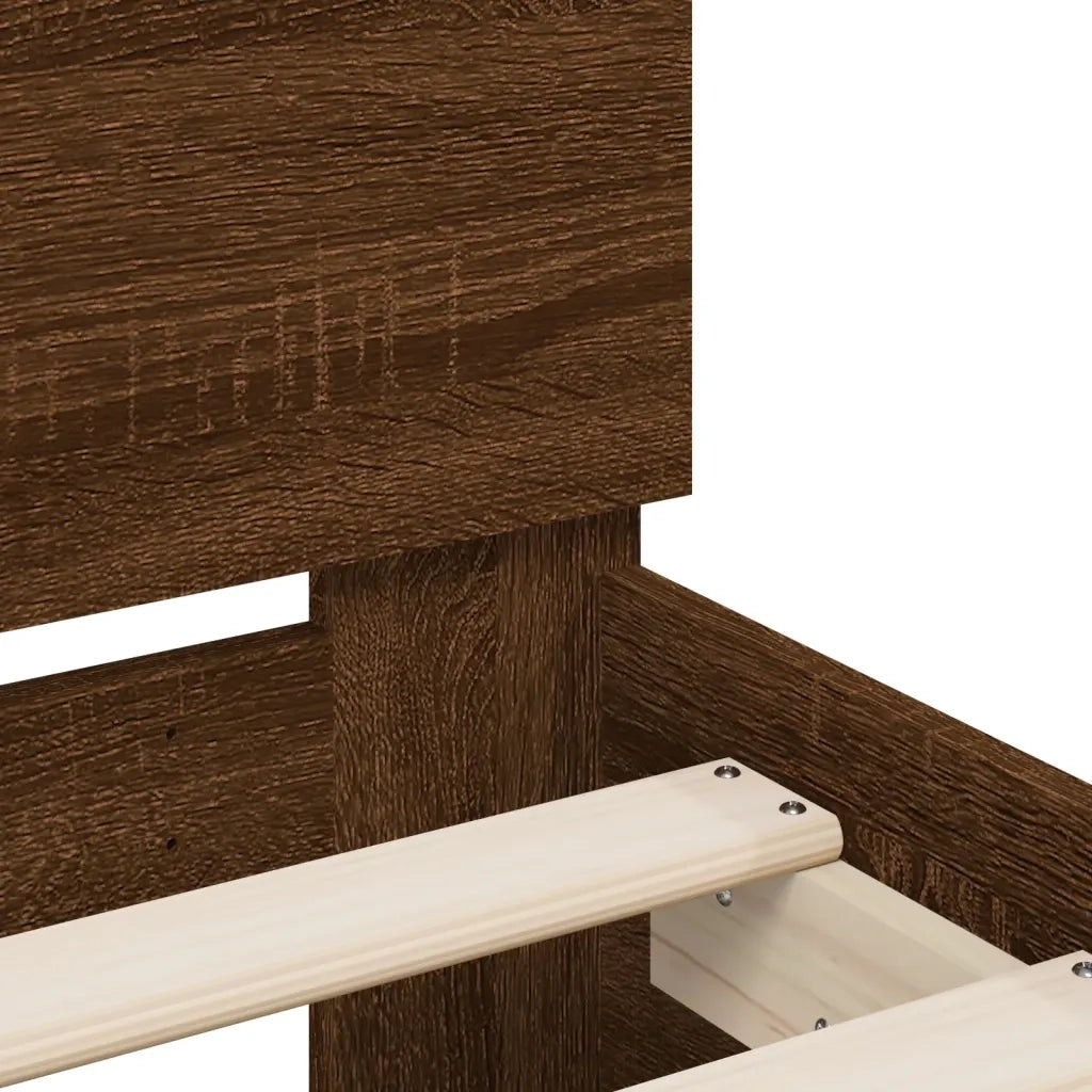Giroletto Testiera-Struttura Letto Rovere Marrone 140x200 cm Legno Multistrato