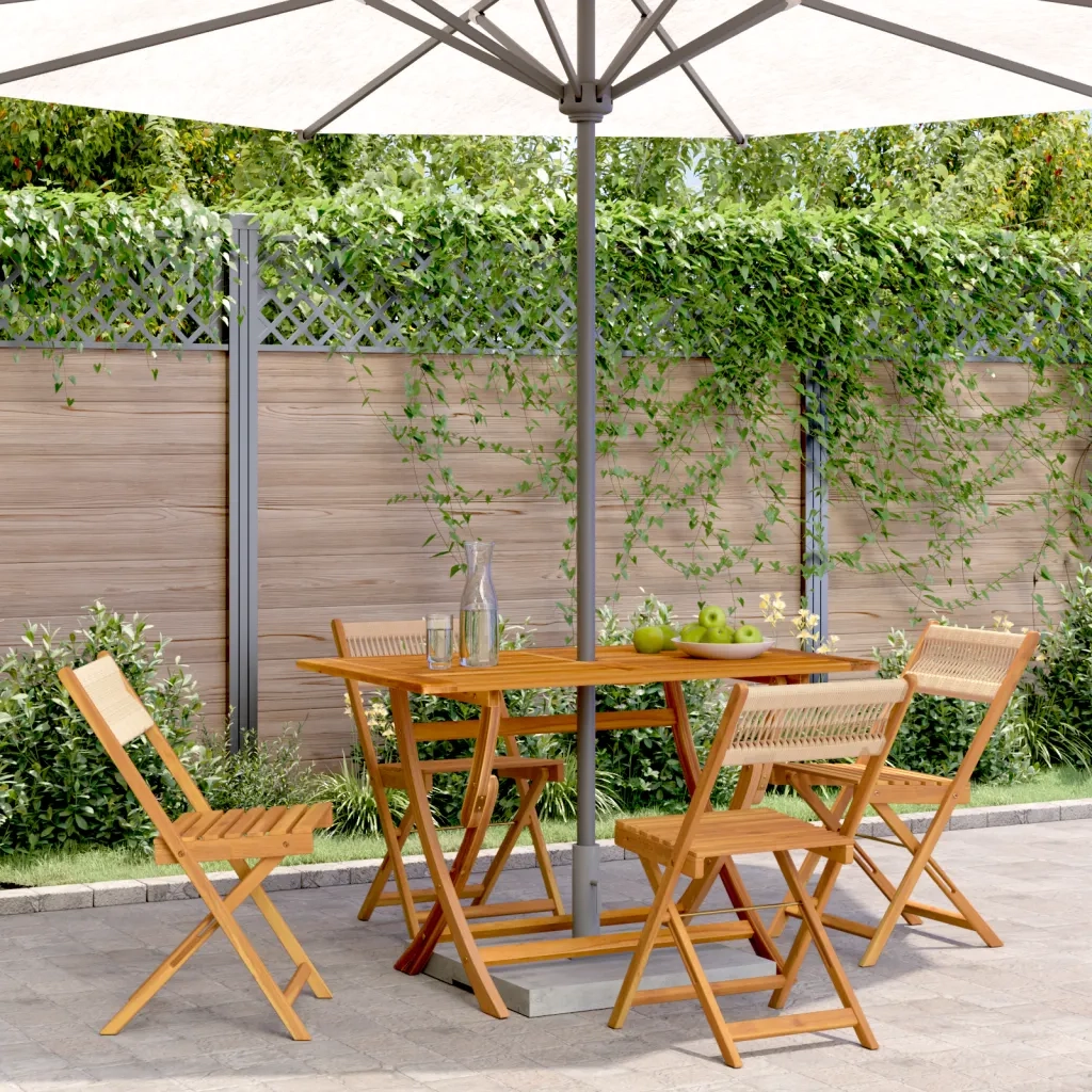 Sedie da Giardino Pieghevoli 4 pz | Sedie da Esterno Beige Legno Massello di Acacia