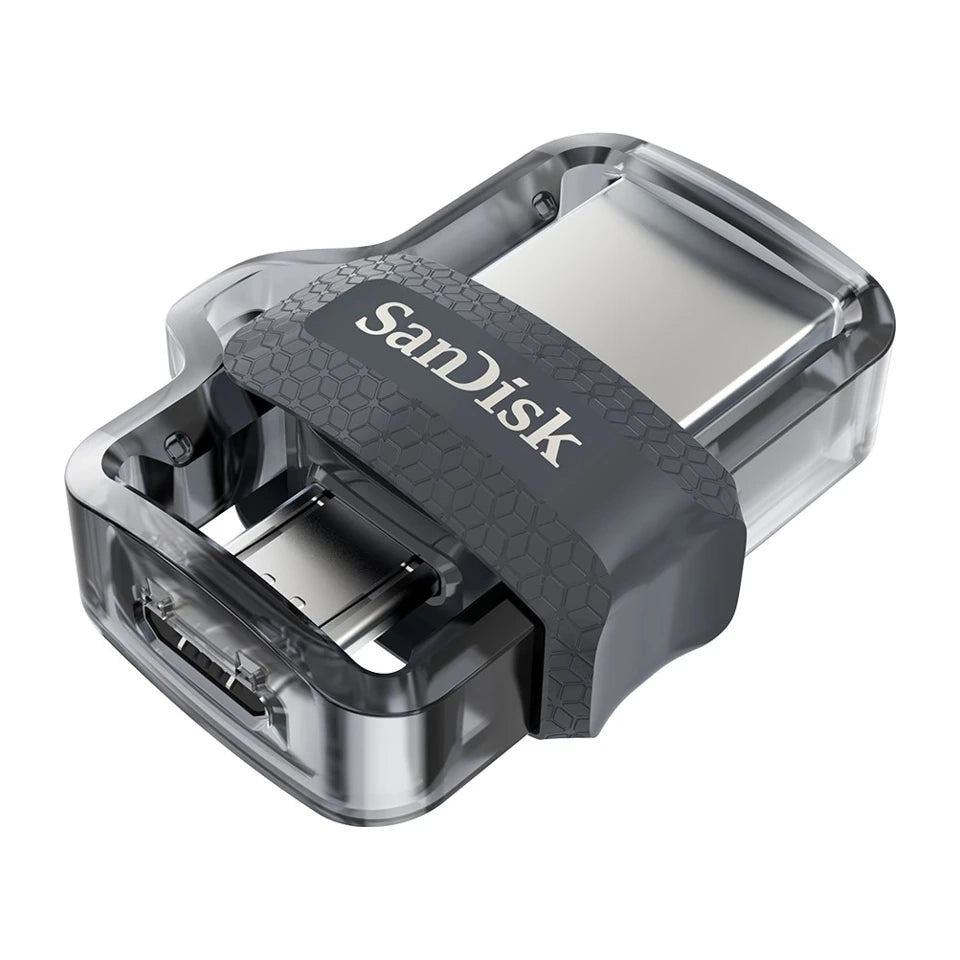 Chiavetta USB flash drive Sandisk Ultra Dual m3.0 da 64 GB USB Type-A / Micro-USB 3.2 Gen 1 (3.1 Gen 1) Nero, Argento, Trasparente