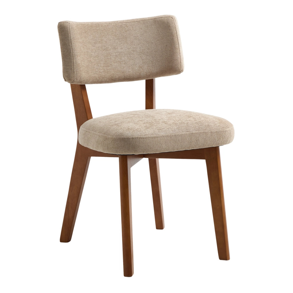 Set di 2 sedie da pranzo in legno massello con seduta imbottita; khaki